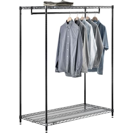 Nexel Free Standing Clothes Rack, 2 Shelf, 48inW x 24inD x 63inH, Black 184448B